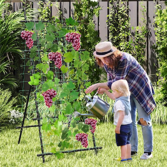 Costway 75" Garden Trellis for Plant Climbing with PE-Coated Frame & Trellis Net